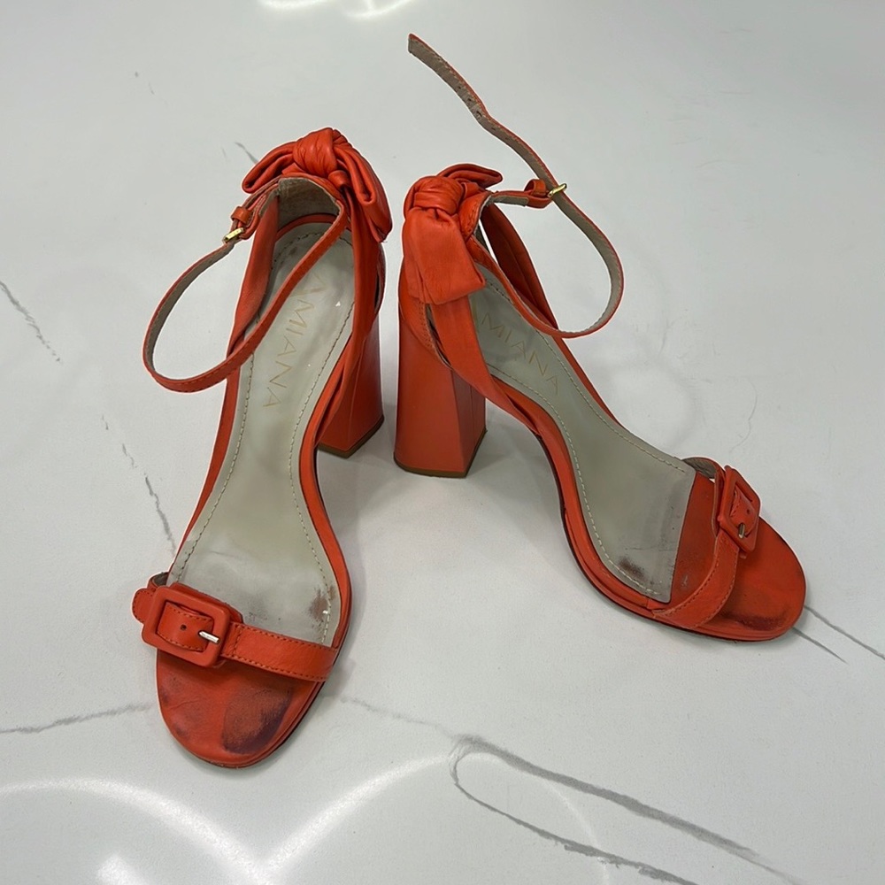 Amiana Versace/Zara style leather high heels sandals